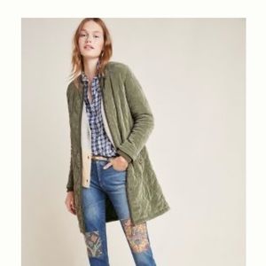 Anthropologie Quilted Corduroy Jacket- Color Moss